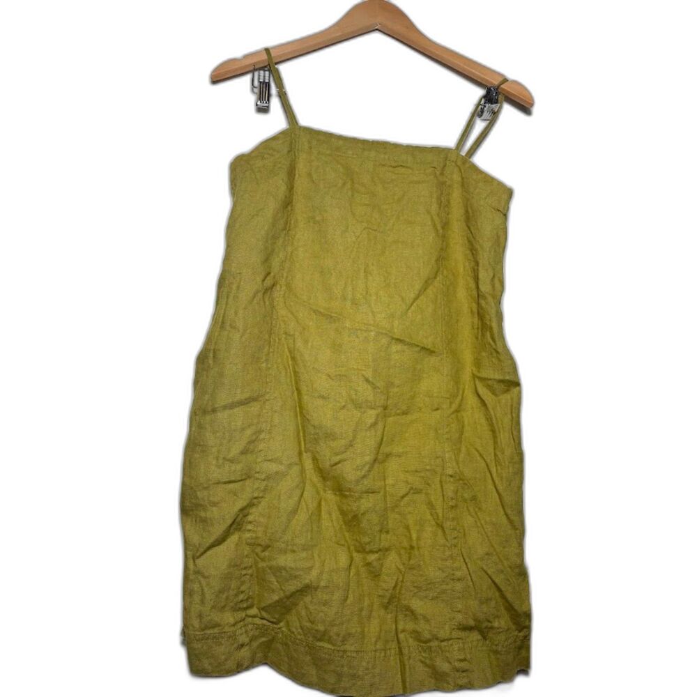 Madewell Linen Mini Dress Chartreuse Green Yellow Size 4 Small Tank Minimalist
